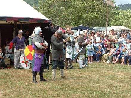 Knights watching their colleagues in the throes of battle.