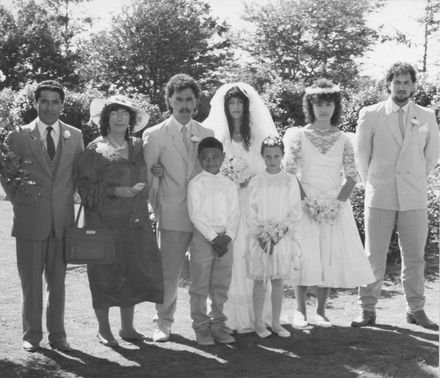 Wedding party - bride Fiona McRoberts, 1980's