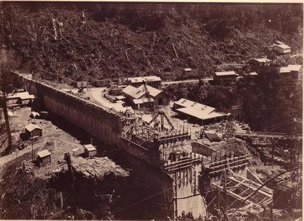 Looking down to one of the dams, Mangahao, 1920's