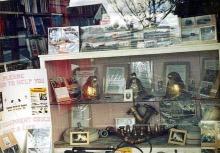 Fire Brigade display in Shannon Library window, 1983