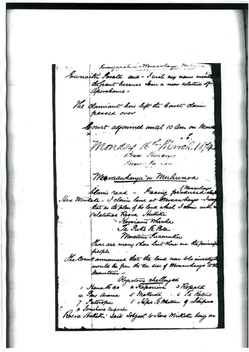 Otaki Maori Land Court Minutebook 2 - 16 March 1874 - Resource cover image