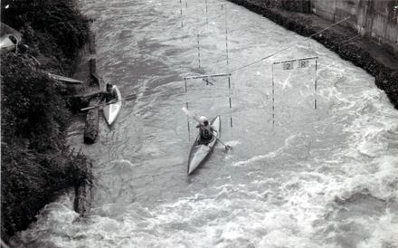 Canoeing / Kayaking event on river below Mangaore Powerhouse, c.1973
