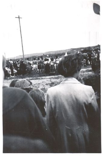 Centennial crowd on riverbank, 1955