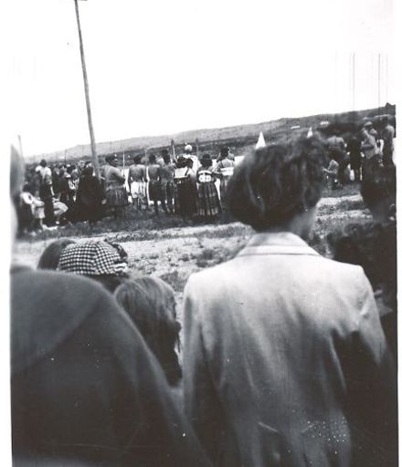 Centennial crowd on riverbank, 1955
