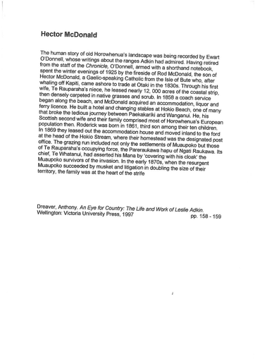 Hector McDonald extract from Dreaver p.158-9 - Resource cover image