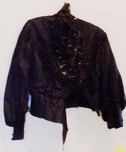Black satin top with sequins and lace