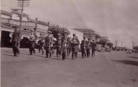 Foxton Band in Main Street, 1940's?