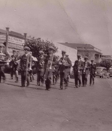 Foxton Band in Main Street, 1940's?