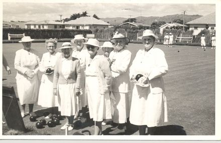 Mrs Lett with group of women bowless - Resource cover image