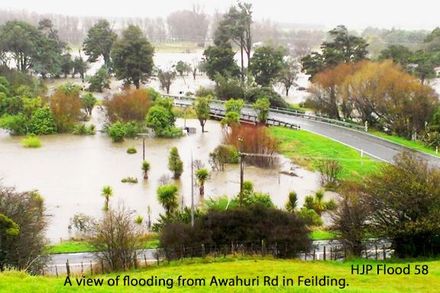 Flood 58  A view of flooding from Awahuri Rd in Feilding. Photo by Nicky Birch