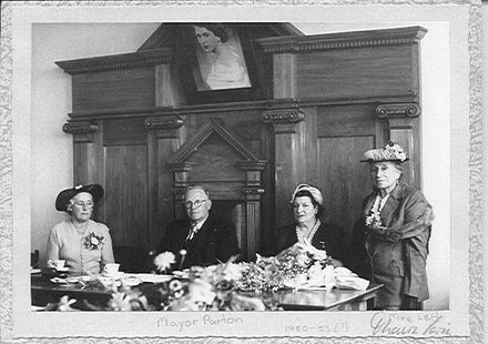 Maud Lett with Mayor Parton