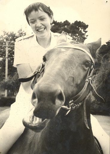 Nurse Betty Weld riding horse, gala day, 1968 - Resource cover image