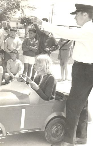 Primary school children (unidentified) learning traffic safety