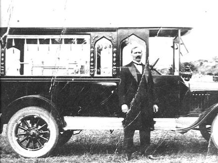 J A Hoffman and his Hearse