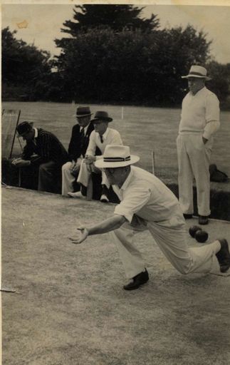 Herb Wenham and Harry Hughes at Levin Bowling Club.