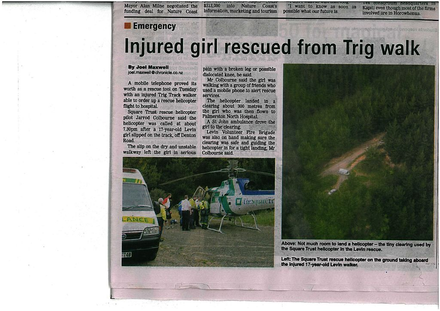 Injured girl rescued from Trig walk.
