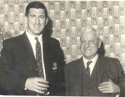 Bill Hannan with an Australian rugby player
