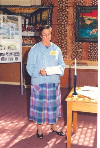 Noreen Lawrence doing a reading at Sunday's 'Church Service'