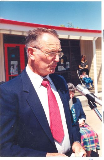 Mr George Dowd speaking at official opening of the reunion
