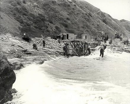 Building the Sea Wall, Paekakariki, 1938