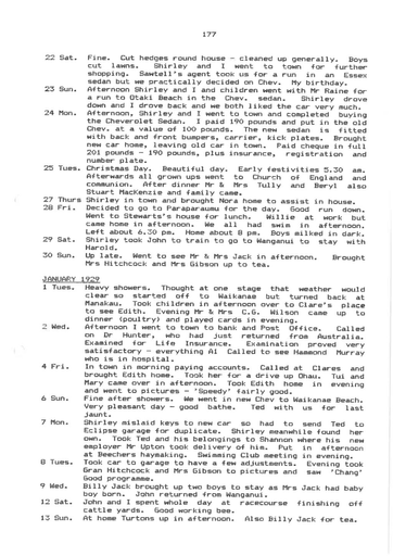 Bert Denton's Diary 1929