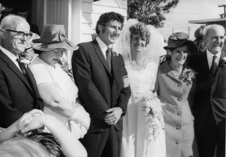 Wedding party outside church