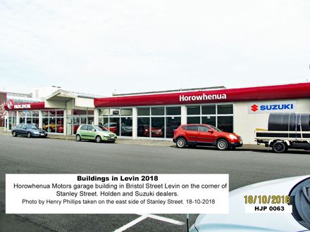 Horowhenua Motors Garage Building on the corner of Bristol and Stanley Sts Levin 2018