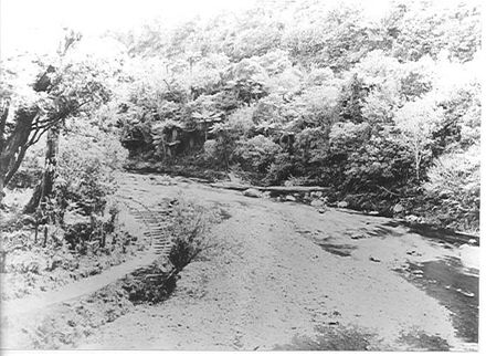 Tramline beside stream