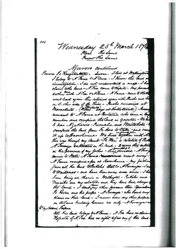 Otaki Maori Land Court Minutebook - 25 March 1874.