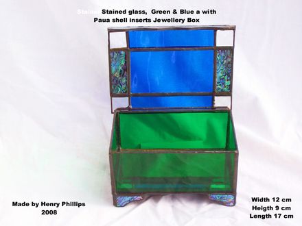 Green and Blue with paua inserts Jewellery box