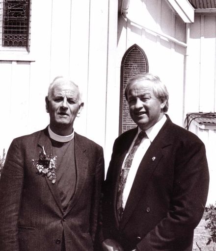 Vicar Davidson and Mr Barber Outside All Saints Church, 1980's-90's