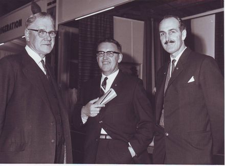 3 men near Art display, Electricity Exhibition 1972