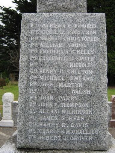 Memorial stone Featherston Cemetery