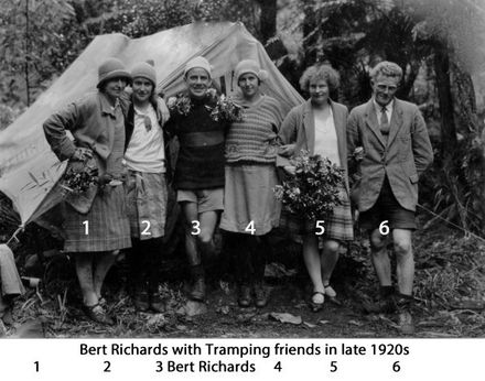 Bert Richards with Tramping friends in late 1920s jpg