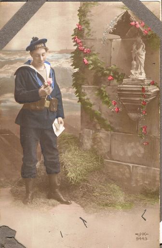 Painted postcard of a sailor.  c1914-18? - Resource cover image