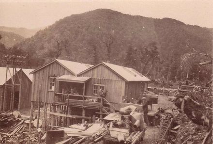 Large buildings at Upper Dam, Mangahao, 1923