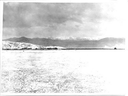 Snow on ground, possibly viewed from Levin Saleyards