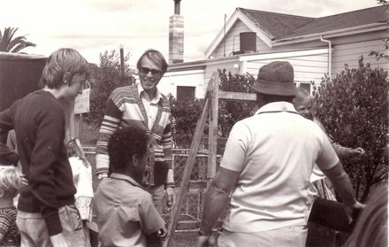 Bystanders at the 'greasy pole', Church Gala Day, 1980's