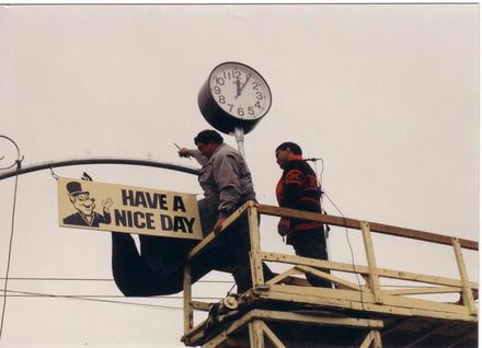 Unveiling "Have A Nice Day" Sign, 1990's