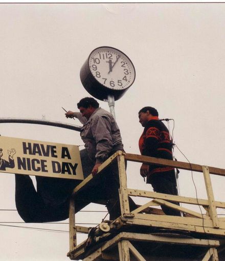 Unveiling "Have A Nice Day" Sign, 1990's