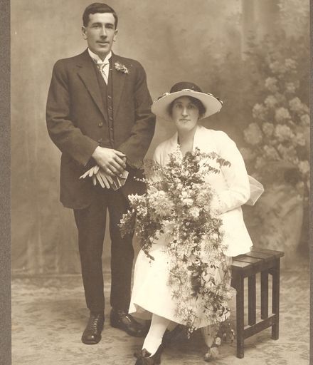 Bride and Groom - Nancy (nee Kellock) and Wilfred Ransom, 1920