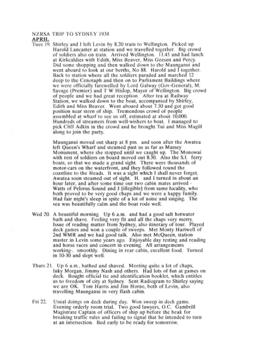 Herbert Denton's Diary of Sydney Trip 1938