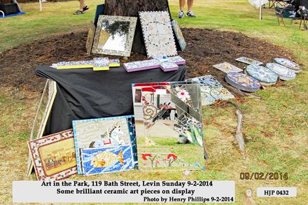 HJP 0432    Art in the Park, 119 Bath Street, Levin Sunday 9-2-2014  Some brilliant ceramic art pieces on display - Resource cover image