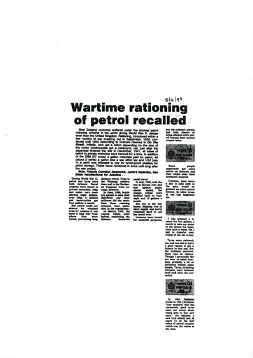 Wartime Rationing of Petrol - Resource cover image
