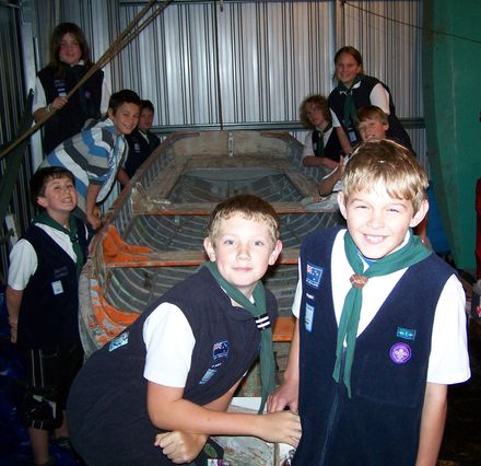 Sea Scouts repairing boat