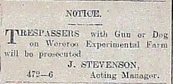 1916 06 May Trespass Notice Weraroa Experimental Farm - Resource cover image