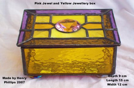 Pink Jewel and Yellow Jewellery Box