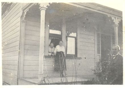 2 women and a gent outside a villa c1906 - Resource cover image