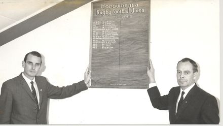 Mr Sciascia & Mr Cleland with presidents' honours board