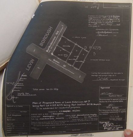 Levin subdivision plan corner Queen Street and Bartholomew Road 1946